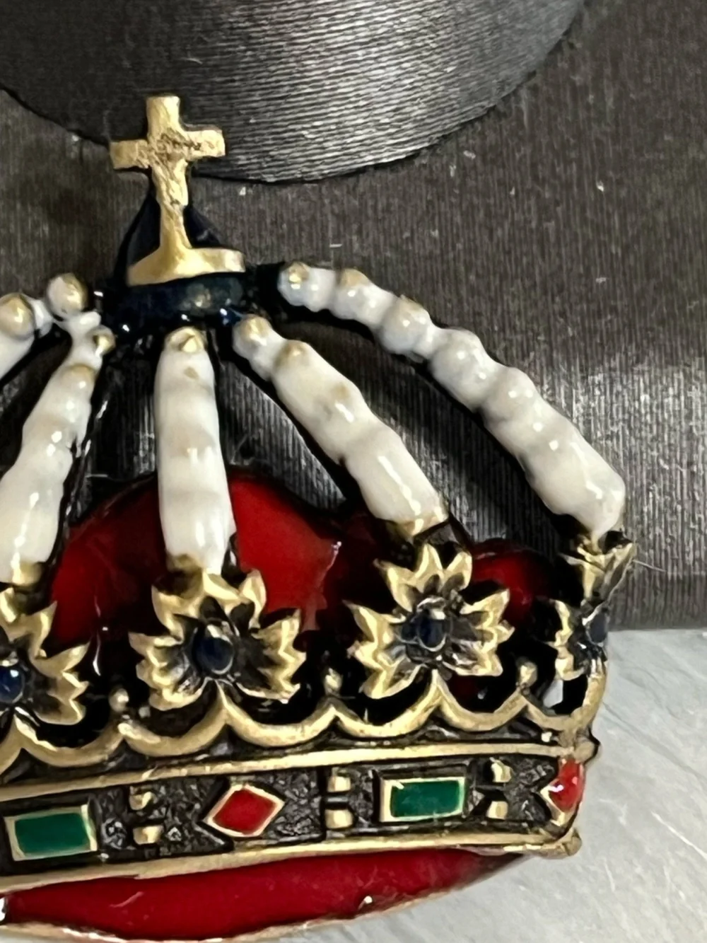 Enamel Crown Brooch